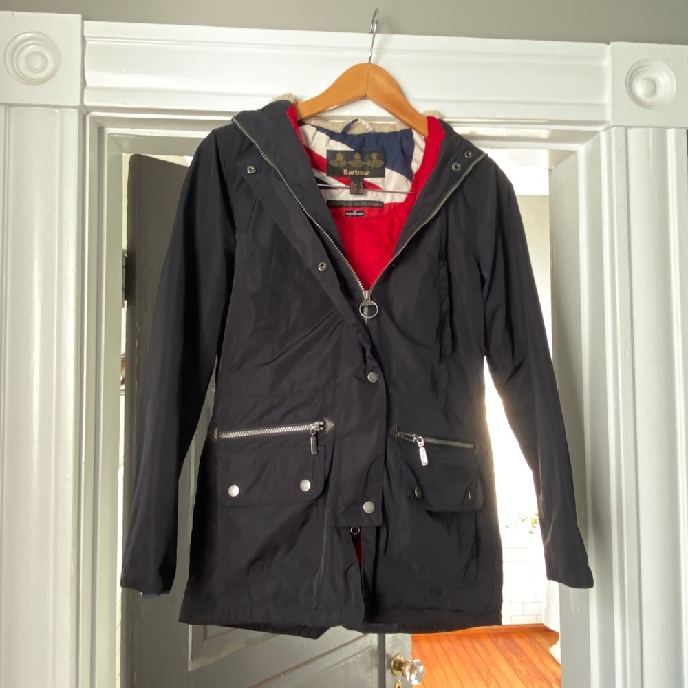 Barbour waterproof winter jacket with hood